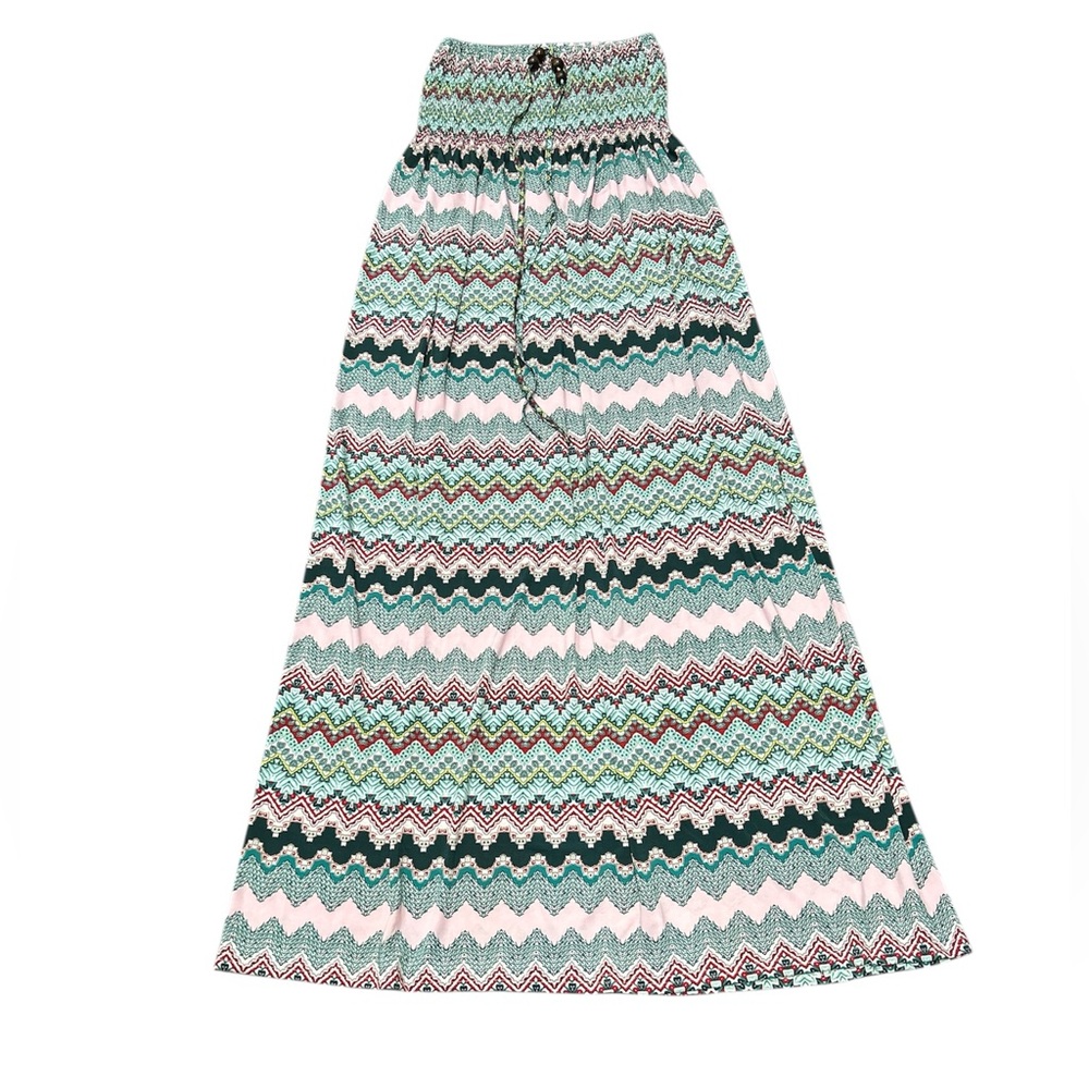 Chevron Patterned strapless maxi dress - Multicolor